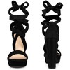 Perphy Women's Open Toe Lace Up Tie Decor Platform Chunky Heels Sandals - 3 of 4