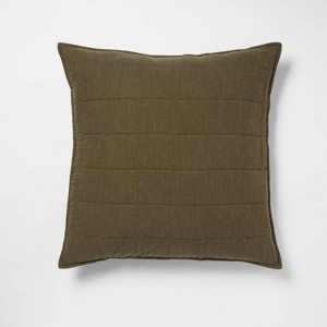 Euro Space Dyed Cotton Linen Sham Olive - Threshold™: Woven Texture, Zipper Closure, OEKO-TEX Certified - 1 of 4