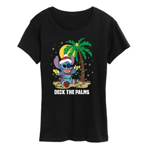 Women's - Lilo and Stitch - Deck the Palms Christmas Short Sleeve Graphic T-Shirt - 1 of 4