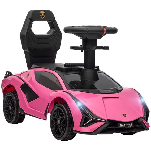Aosom Licensed Lamborghini Sian Fkp 37 Ride On Push Car With Music &  Storage, Sit And Scoot Ride On With Headlights, Steering Wheel, Age ,  Pink : Target