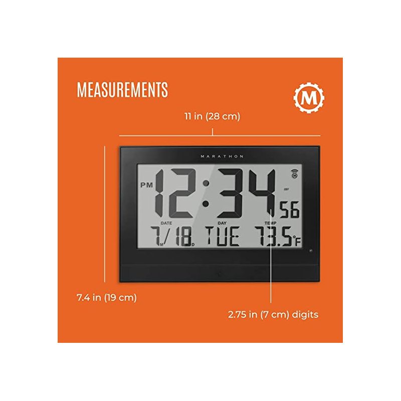 Marathon Atomic 10 Inch Wall Clock With Automatic Backlight, 8 Time Zones And Indoor Temperature, 5 of 7