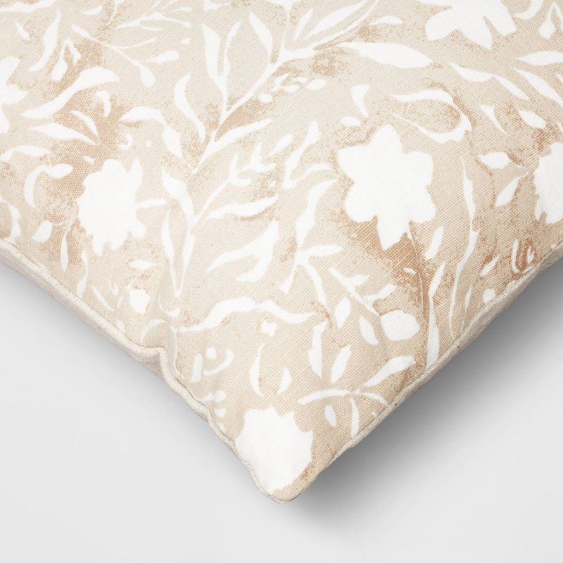 Floral Printed Square Throw Pillow Khaki - Threshold&#8482;, 5 of 12