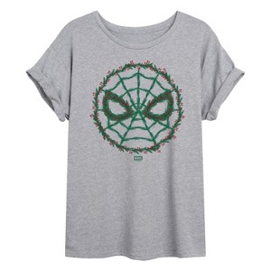 Women's - Marvel - Spider Man Wreath Oversized Graphic T-Shirt - 1 of 4