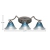 Toltec Lighting Zilo 3 - Light Vanity in  Graphite with 7" Teal Crystal Shade - 2 of 2