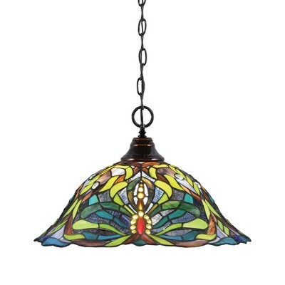 Toltec Lighting Any 1 - Light Pendant in  Black Copper with 19" Kaleidoscope Art Glass Shade