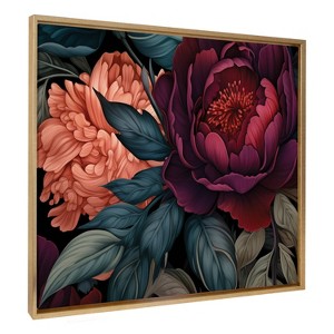 Kate & Laurel All Things Decor 31.5"x41.5" Sylvie Dark Academia Floral in Rich Jewel Tones Framed by The Creative Bunch Studio Gold - 1 of 4