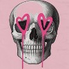 Rerun Island Women Skull Pink Heart Eyes Short Sleeve Graphic Cotton T-Shirt - 2 of 4