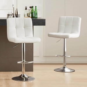 IULULU Bar Stools, Modern PU Leather, Counter Height Chairs with Back Footrest - 1 of 1