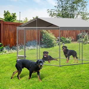 Outdoor Dog Kennel, 10x10 Ft Heavy Duty Dog Enclosure with Waterproof Cover Roof, Large Dog House with Secure Lockable Door - 1 of 4