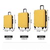 SEVOBAL Luggage 3 Piece ABS Lightweight Luggage Set with Spinner Wheels, TSA Lock, Hard Shell Suitcase for Travel School, Yellow, 30.31"*20.08"*11.81" - 3 of 4
