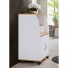 Hodedah Wooden Miniature Kitchen Microwave Island Cart with Locking Wheels for Easy Mobility and Double Door Cabinet Storage, White - 3 of 4