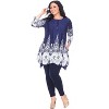 Women's Plus Size 3/4 Sleeve Printed Dulce Tunic Top - White Mark - 2 of 3