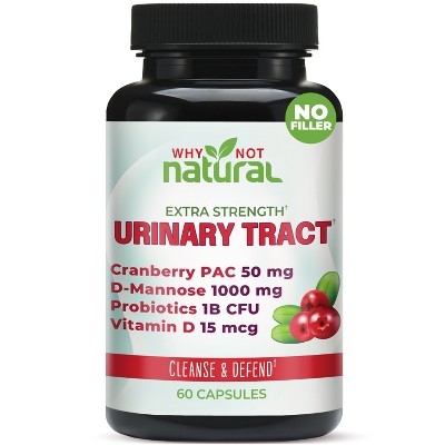 Why Not Natural 5-in-1 UTI Pills with D Mannose, Cranberry PAC Extract, Probiotics and Vitamin C & D - Urinary Health Formula for Women and Men