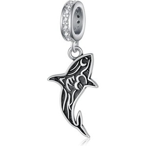 Sterling Silver Shark Charm - Ocean Theme Bead for Bracelets, Jewelry Gift for Women - 1 of 4