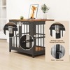 XBRIGH 26in Dog Crate with Lock & Double Door, Wooden Kennel End Table for Small/Medium Dogs, Aged Black - 2 of 4