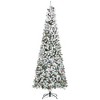 9/7.5 Foot Pencil Snow Flocked Artificial Christmas Tree with Pine Realistic Branches, Pine Cones, Red Berries, Auto Open, Green - 2 of 4