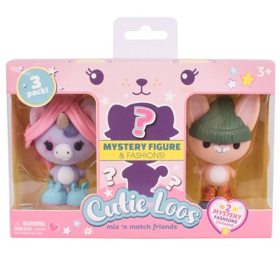Cutie Loos 3pk – Includes 1 Mystery Figure, 2 Additional Flocked Dolls and 6 Fashion Accessories