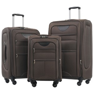 Maggift 3 PCS Bag and Luggage Sets, with 4 Spinner Wheels Lightweight Suitcase, Suitable for business trips and travel, Brown, 18.9"*12.6"*30" - 1 of 4