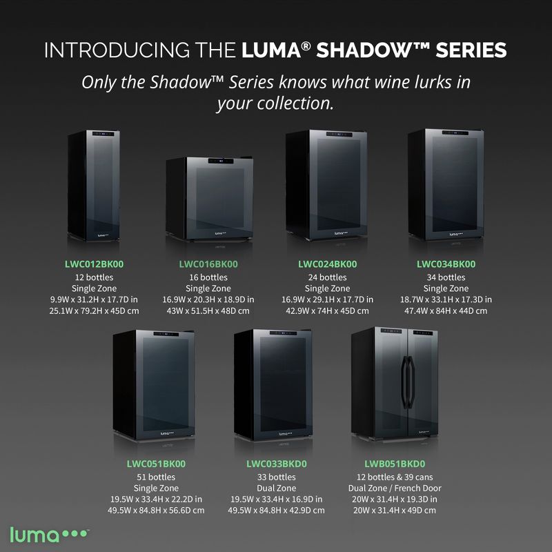 LUMA Comfort Shadow Series Freestanding Wine Cooler Refrigerators, Small Single Zone Wine Fridge, 12 to 24 Bottle Capacity, 5 of 17