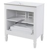 Vynxaria 30" No-Installation Bathroom Vanity (White Matte), Solid Wood/MDF, Ceramic Integrated Sink, Soft-Close Doors - 4 of 4