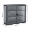 Storage Cabinets Double Glass Doors Doors Detachable Shelves Wall Cabinet Practical Tool Storage Chest for Living Room Kitchen Corridor Bathroom Grey - 4 of 4