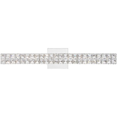 Vienna Full Spectrum Modern Wall Light LED Chrome Hardwired 26" Wide Light Bar Fixture Clear Crystal Glass Bathroom Vanity Mirror