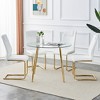 5-Piece Dining Set with Glass Table and 4 PU Armless Chairs - 3 of 4