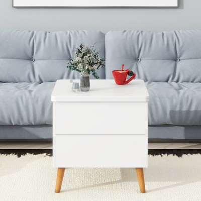 Modern Multi-Functional Coffee Table with Storage Drawers Hidden Compartment Tea Table for Living Room Reception Room White