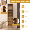Munora 4-Tier Slim Rattan Storage Cabinet - 3 Open Cubbies + 1 Door Cabinet with 12-Position Adjustable Shelf - 54"H for Small Spaces - 4 of 4