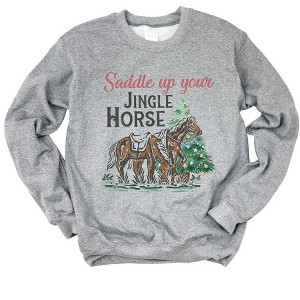 Simply Sage Market Women's Graphic Sweatshirt Saddle Your Jingle Horse - 1 of 4