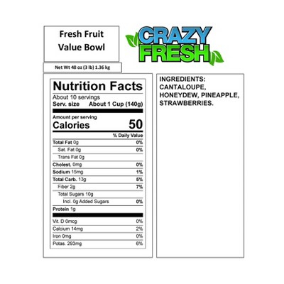 Crazy Fresh Fresh Fruit Value Bowl - 3lb