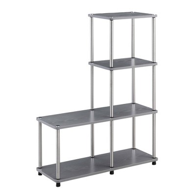 41.75" Designs2Go 4 Tier L Bookshelf Gray - Breighton Home