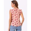 Allegra K Women's Ruffled Business Office 1950s Vintage Floral Sleeveless Top - 3 of 4