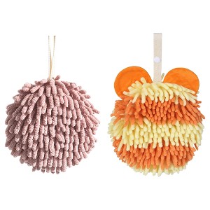 REGALWOVEN 2 Pcs Cute Soft Absorbent Chenille Ball Fuzzy Hand Towel - 1 of 4