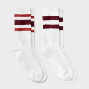 Girls' 2pk striped crew socks - art class™ Maroon/Red - 1 of 3