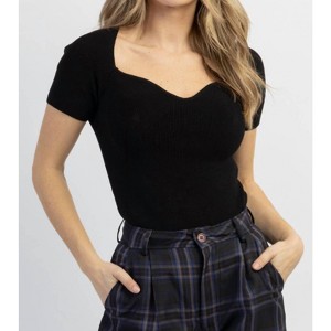 Women's AVRIL SWEETHEART RIB KNIT TOP - CRESCENT - 1 of 4