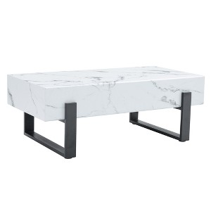 Syemin End Table, Rectangle Accent Table, Marble Effect, Suitable for Living Room, Lounge, White, 47.2"*23.6"*17.3" - 1 of 4