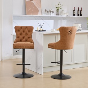 FONTOI 2 PCS Thick Barstools with Adjusatble Seat Height, Swivel Bar Stools with Backs for Living Room Kitchen Pub, Orange, 20.4"*49.9"*17.5" - 1 of 4
