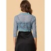 Allegra K Women's Elegant Ruffle Collar Sheer Floral Lace Crop Shrug - 4 of 4