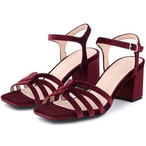BLISSFUL STEP Women's Velvet Chunky Heel Slingback Heeled Sandals - 1 of 4
