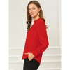 INSPIRE CHIC Women's Office Keyhole Elegant Stand Collar Long Sleeve Back Neck Button Blouse - 4 of 4
