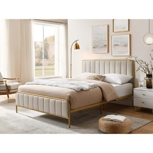 Queen Size Upholstered Bed Frame with Tufted Headboard : Target