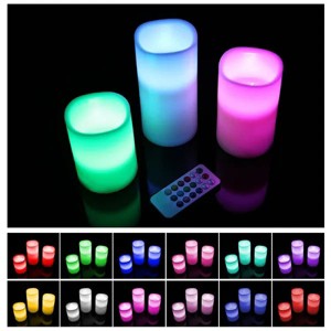 Flameless Candles with Remote & Timer, 12 Color Flickering LED Real Wax ...