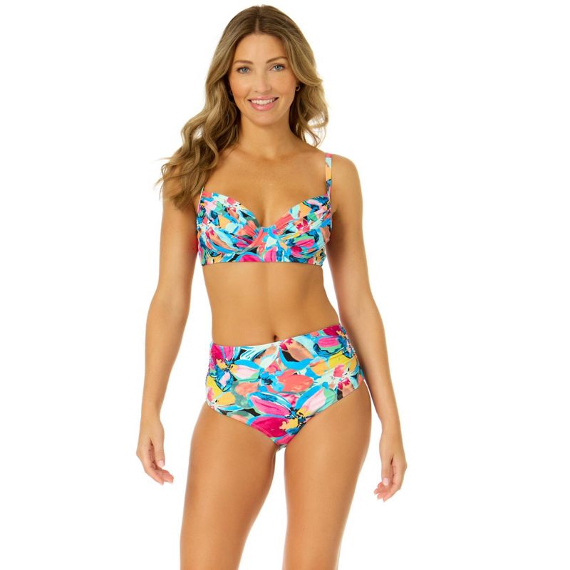 Anne Cole Women's Amalfi Floral Shirred Underwire Bikini Top, 4 of 6