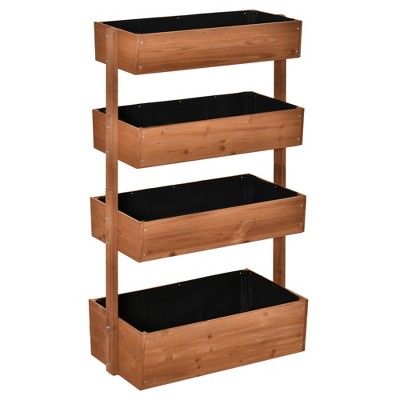 4-Tier Adjustable Wooden Vertical Garden Planter in Orange