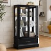FONTOI Corner Curio Cabinet with Adjustable Shelves, Display Storage with 2 Doors,1 Drawer for Living Room, Black, 11.81"*47.44"*25.98" - 4 of 4