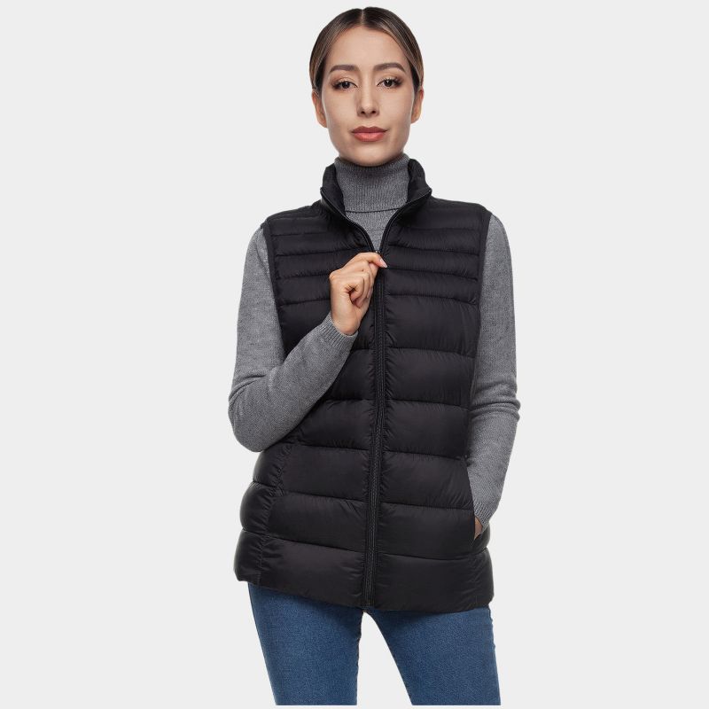 Rokka&Rolla Women's Quilted Puffer Vest-Black, size Small