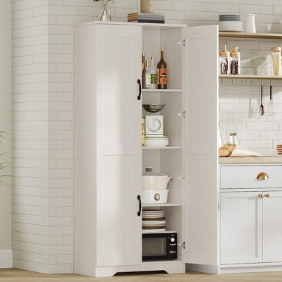 Kitchen Pantry Cabinet Pantry Storage Cabinet with Doors and Shelves 60" Freestanding Cupboard for Bathroom Dining Room Living Room