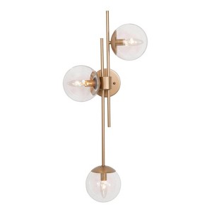 LNC Ellan 12-in W 3-Lights Matte Gold and Clear Glass Globe Modern/Contemporary Wall Lights - 1 of 1