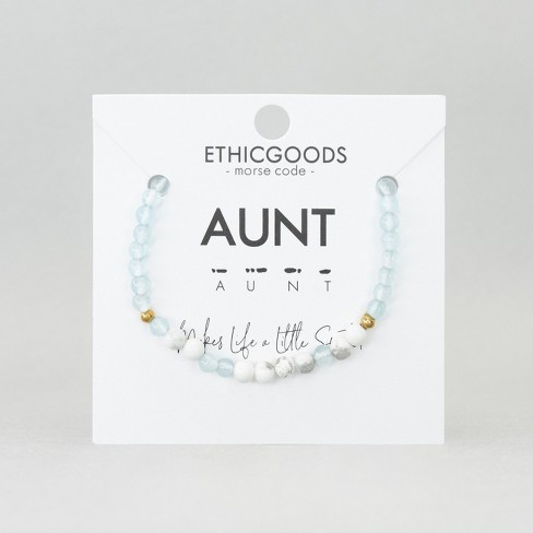 ETHIC GOODS Women's 4mm Morse Code Bracelet [AUNT] - Cloudy Blue & Howlite - image 1 of 4